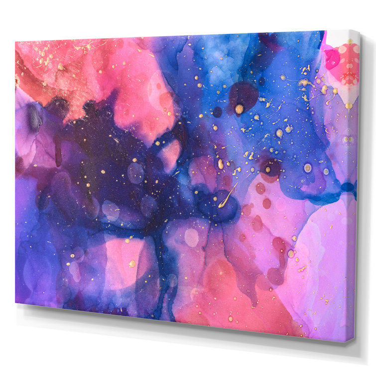 Wrought Studio Abstract Blue Red Violet Splashes Modern Canvas Wall